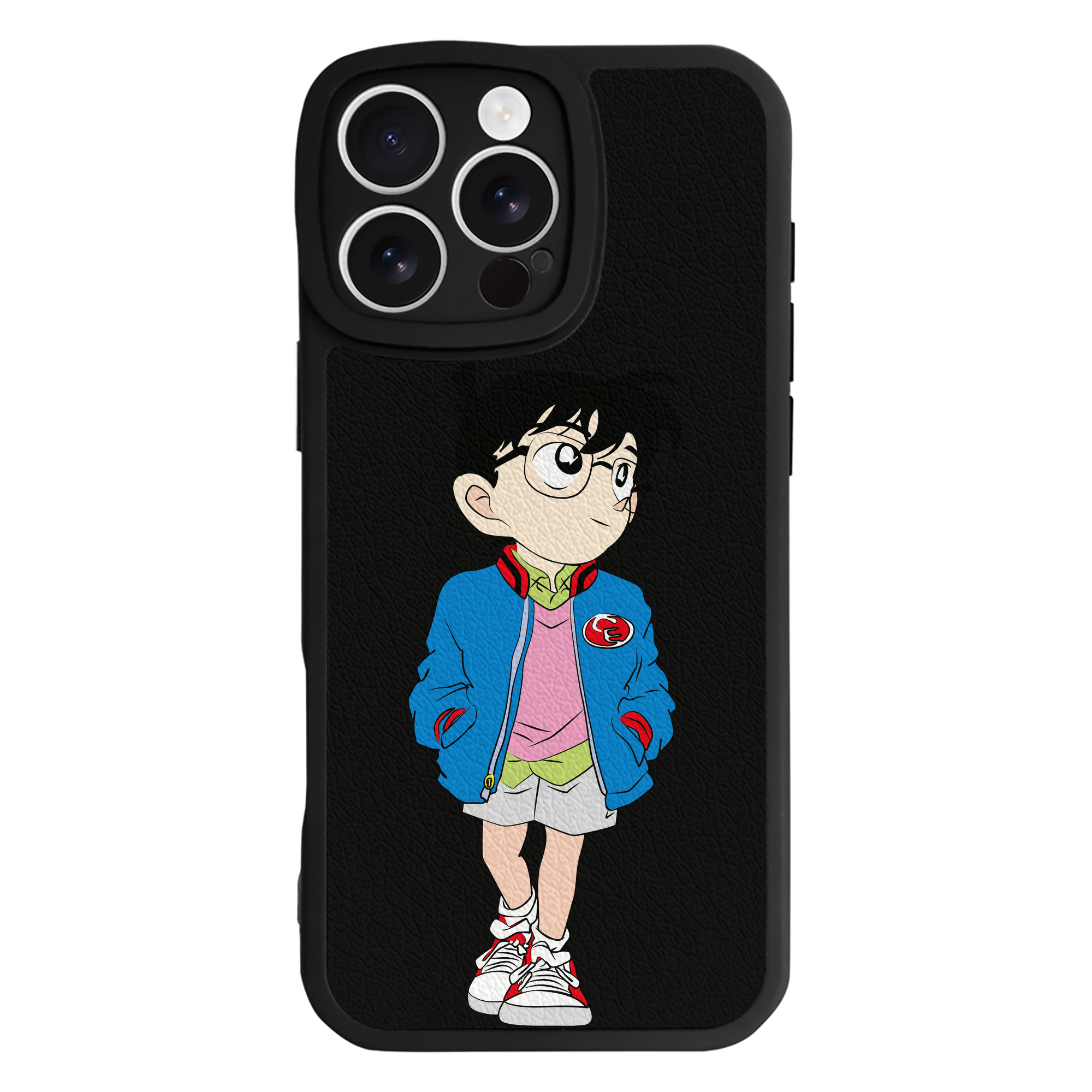 （画像用） 名探偵コナン 江戸川 コナン Detective Conan Conan Edogawa 【iPhone 16シリーズ対応】シリコンスマホケース（レザー調） 材質：シリコン